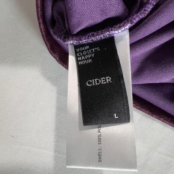 ✨CIDER Women’s Cowl Neck Sparkle CropTop L Purple Shimmer Sleeveless Party Cami - Picture 3 of 6